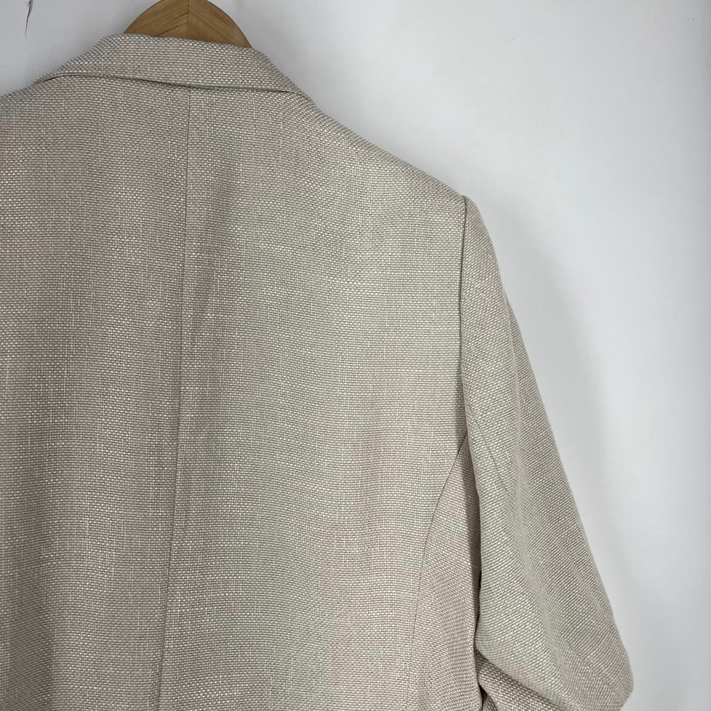 Esqualo Womens summer nubby sand colored ruched 3/4 Sleeve Blazer Size 12 - Picture 6 of 14